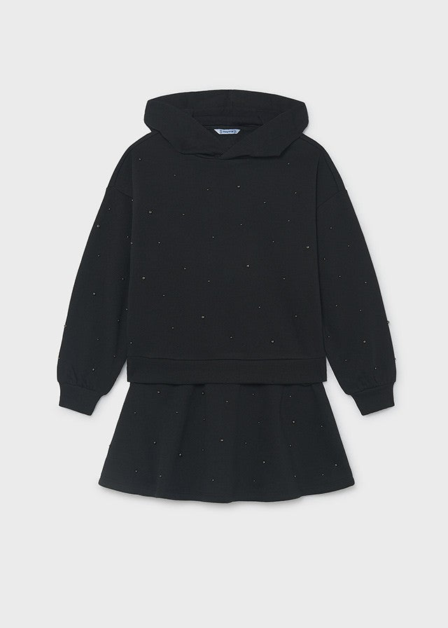 Mayoral Kız Çocuk Siyah Parıltılı Etek Sweatshirt Takım