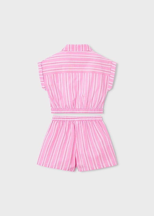 Mayoral Kız Çocuk Çizgili Pembe Şort Set