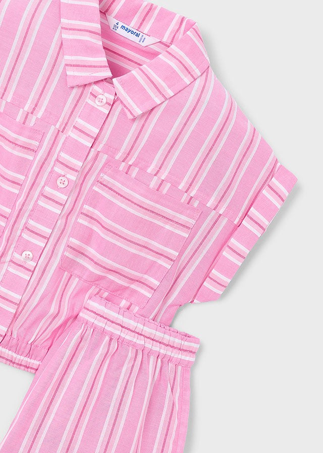 Mayoral Kız Çocuk Çizgili Pembe Şort Set