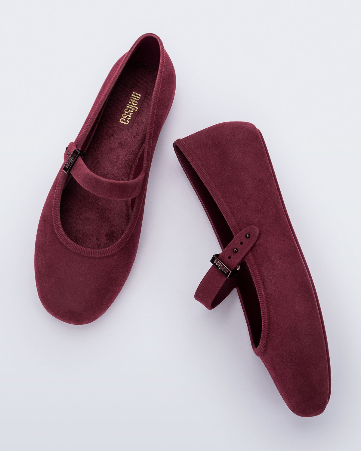 Melissa Soft Ballerina Velvet Bordo Kadife Efektli Babet