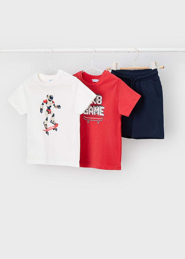 Mayoral Erkek Çocuk Kırmızı Robot Game 2 Tshirt ve Şort Set