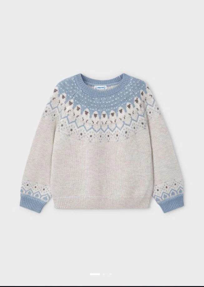 Mayoral Kız Çocuk Jakarlı Gri Mavi Kazak