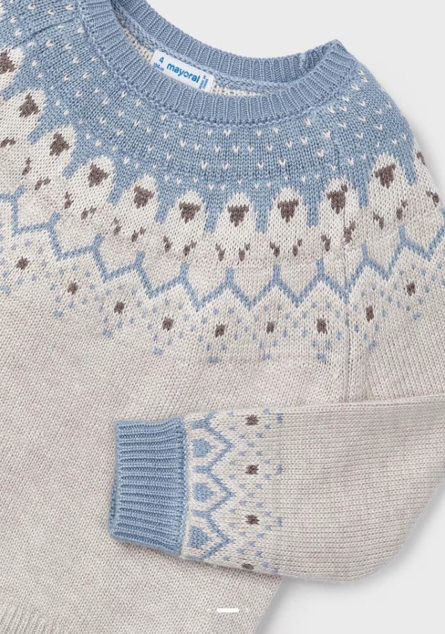 Mayoral Kız Çocuk Jakarlı Gri Mavi Kazak