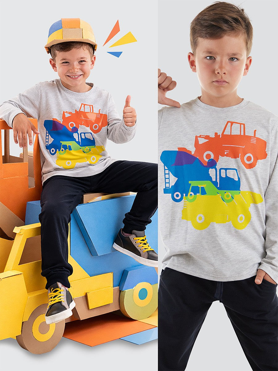 MS-038 İnşaat Araçları T-shirt Pantolon Takım