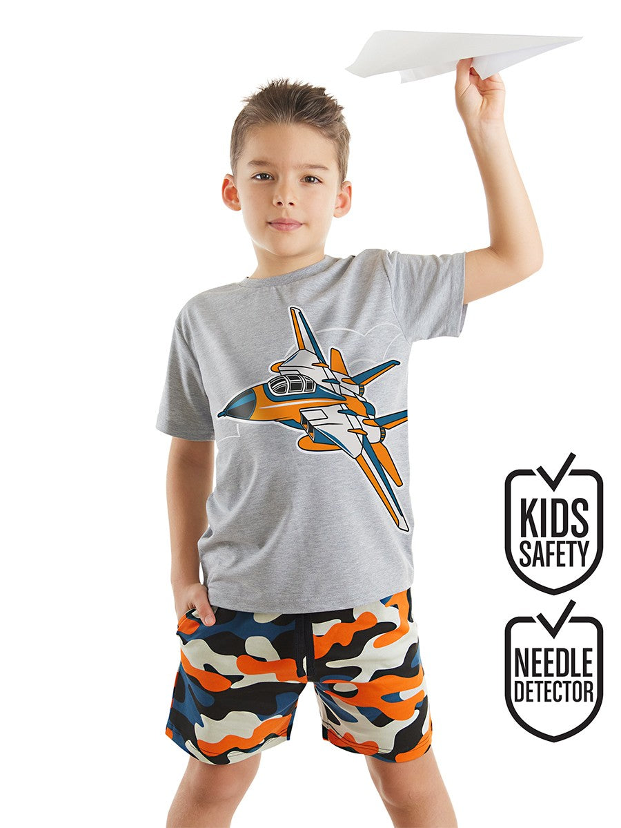 MS-026 Uçak T-shirt Kamuflaj Şort Takım