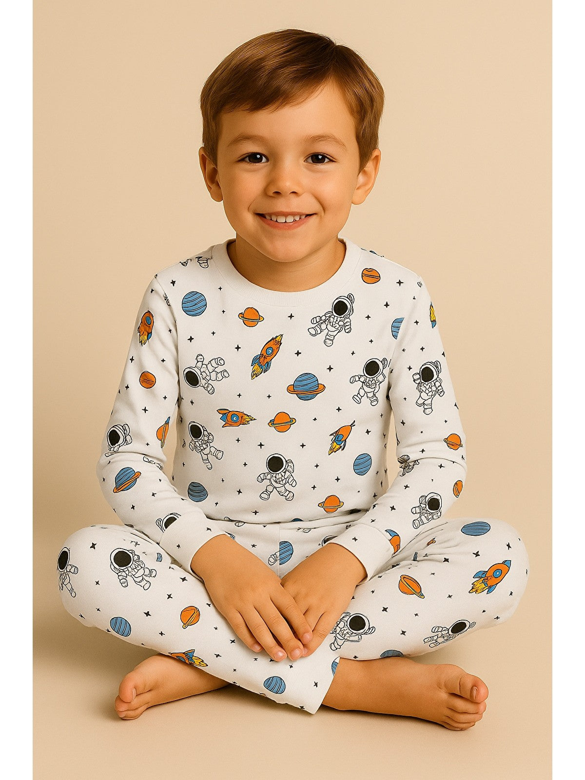 22512G2006 Çocuk Uzay Baskılı Pijama Takımı