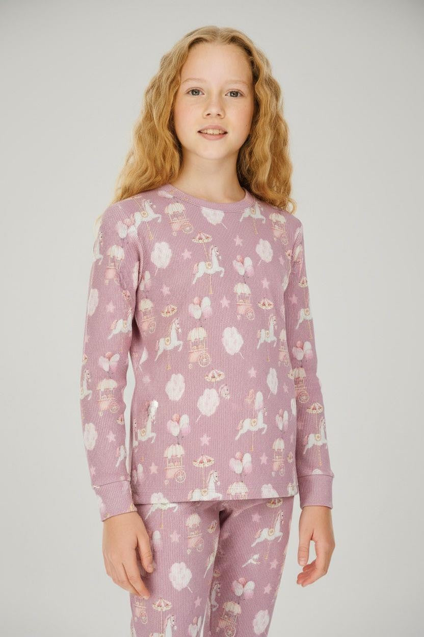 Pueril Çocuk Fitilli Pijama Takımı-Atlı Karınca