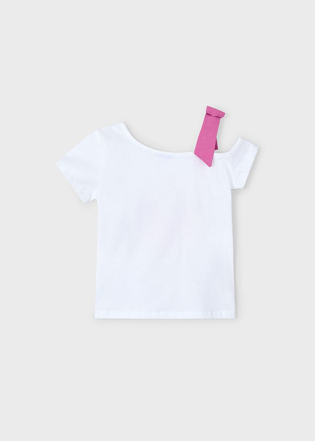 3011 Mayoral Kız Çocuk Pembe Askı Detaylı Tshirt
