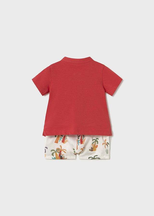1217 Mayoral Erkek Bebek Kırımız T-Shirt Şort Takım