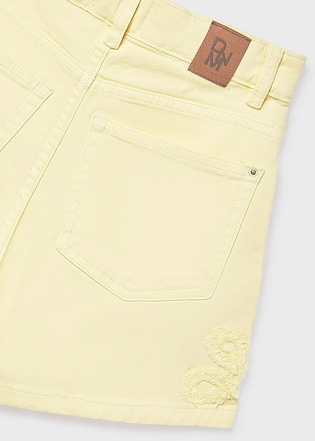 Mayoral Kız Çocuk Yanı İşlemeli Yumuşak Denim Şort