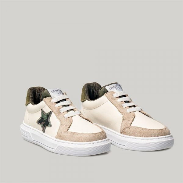 Merli&Rose Deri Star Sneaker Krem-Haki