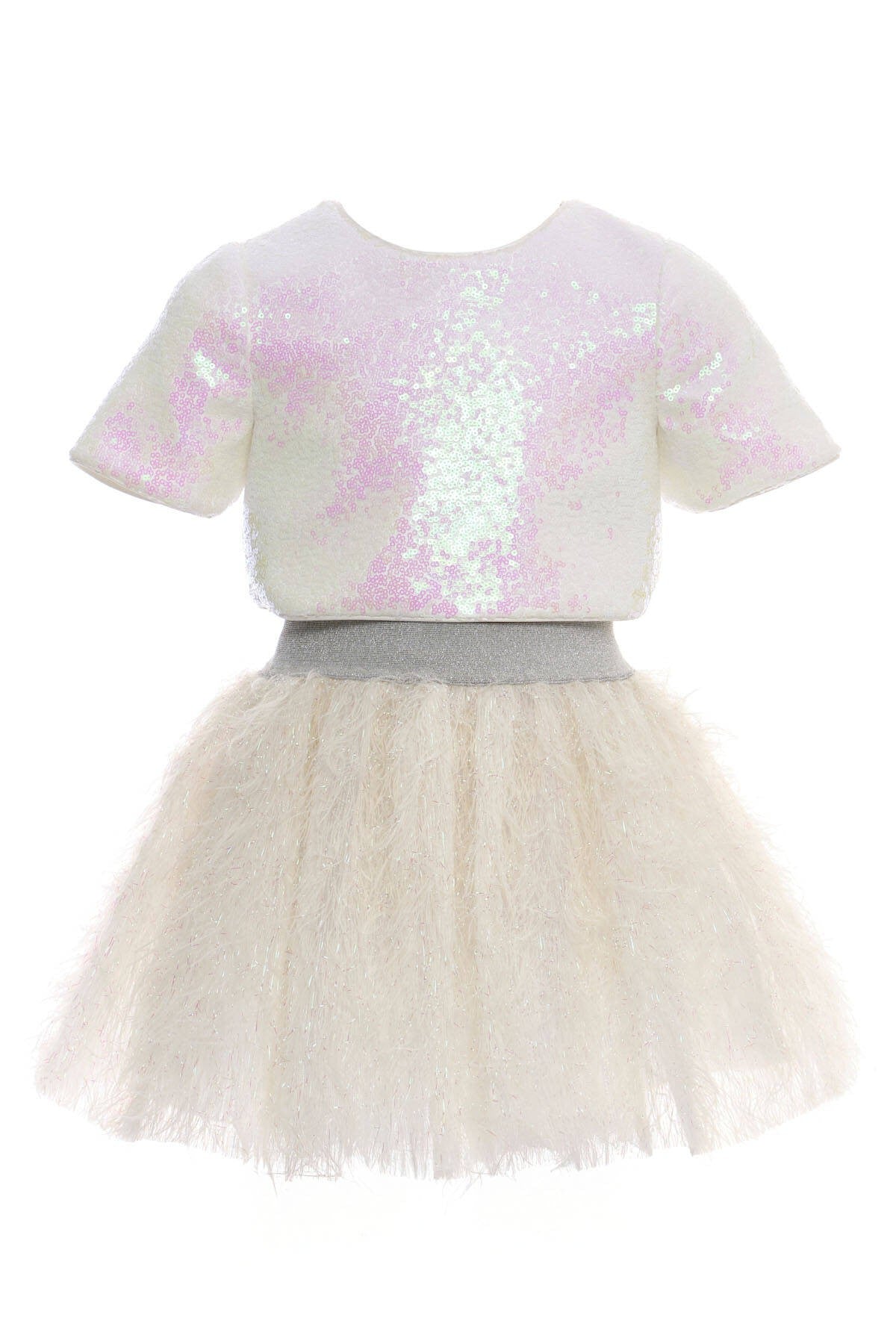 36030PR Powder Gırls Sparkling Sequin Top & Skirt