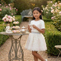 36030PR Powder Gırls Sparkling Sequin Top & Skirt
