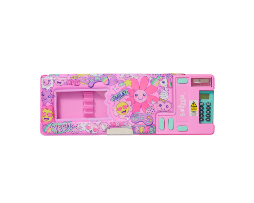 Smiggle Epic Çiçekli Pop Out Otomatik Kalem Kutusu-Hesap Makinası ve Gizli Bölmeli