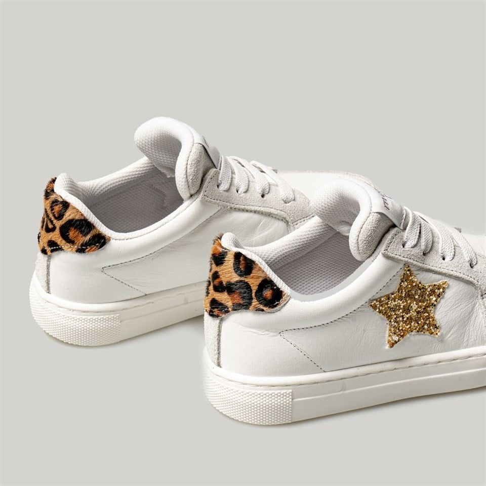 Merli&Rose Deri Star Sneaker Beyaz-Leopar