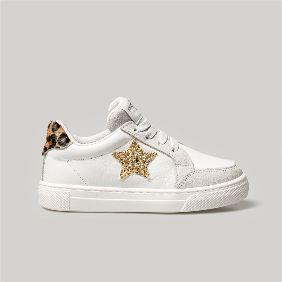 Merli&Rose Deri Star Sneaker Beyaz-Leopar