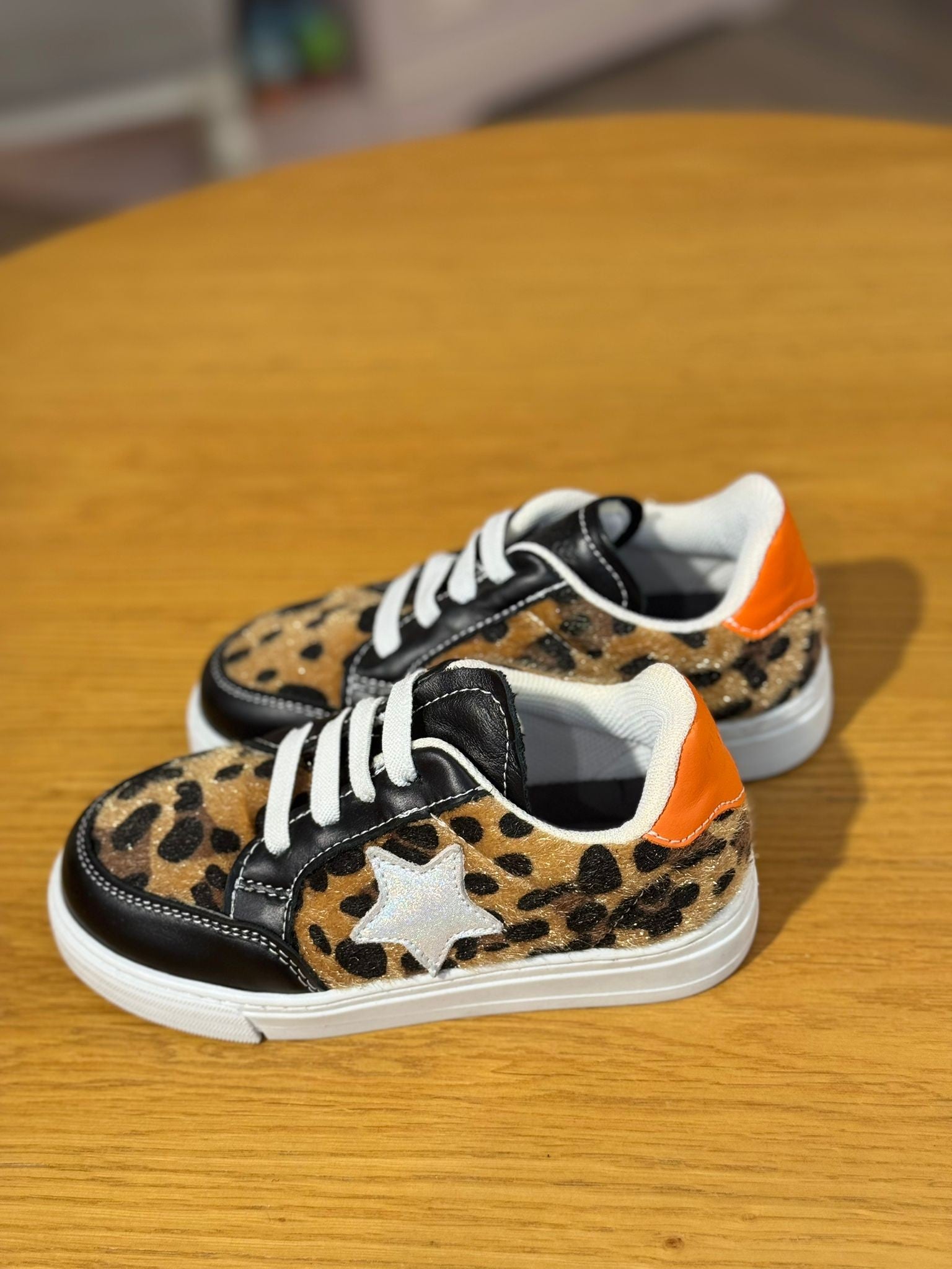 Merli&Rose Deri Star Sneaker Leopar-Turuncu