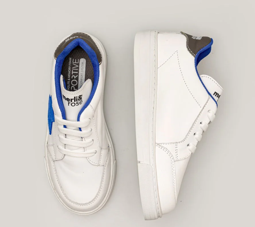 Merli&Rose Deri Star Sneaker Beyaz-Mavi