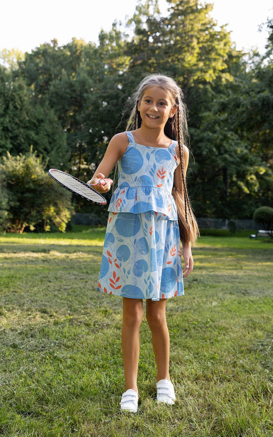 SheShe Mavi Fırfır Rüzgarı Elbise