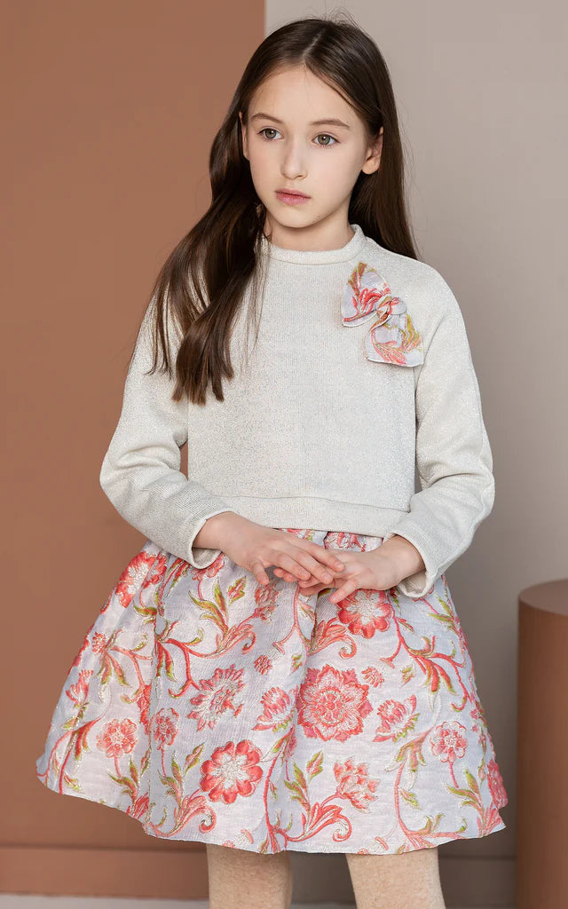 SheShe Pembe Jakar Gül Desenli Elbise