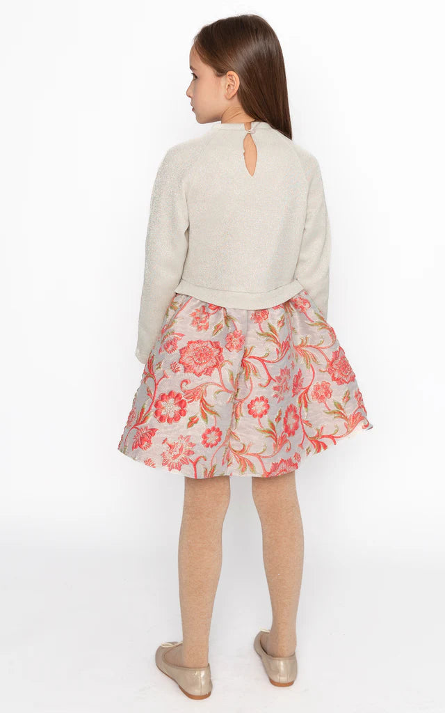 SheShe Pembe Jakar Gül Desenli Elbise