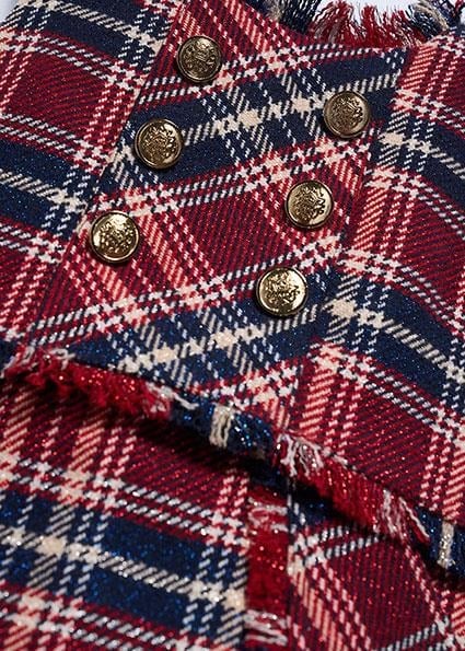 Abel&Lula Ekose Desenli Tulum Elbise Lacivert Kırmızı