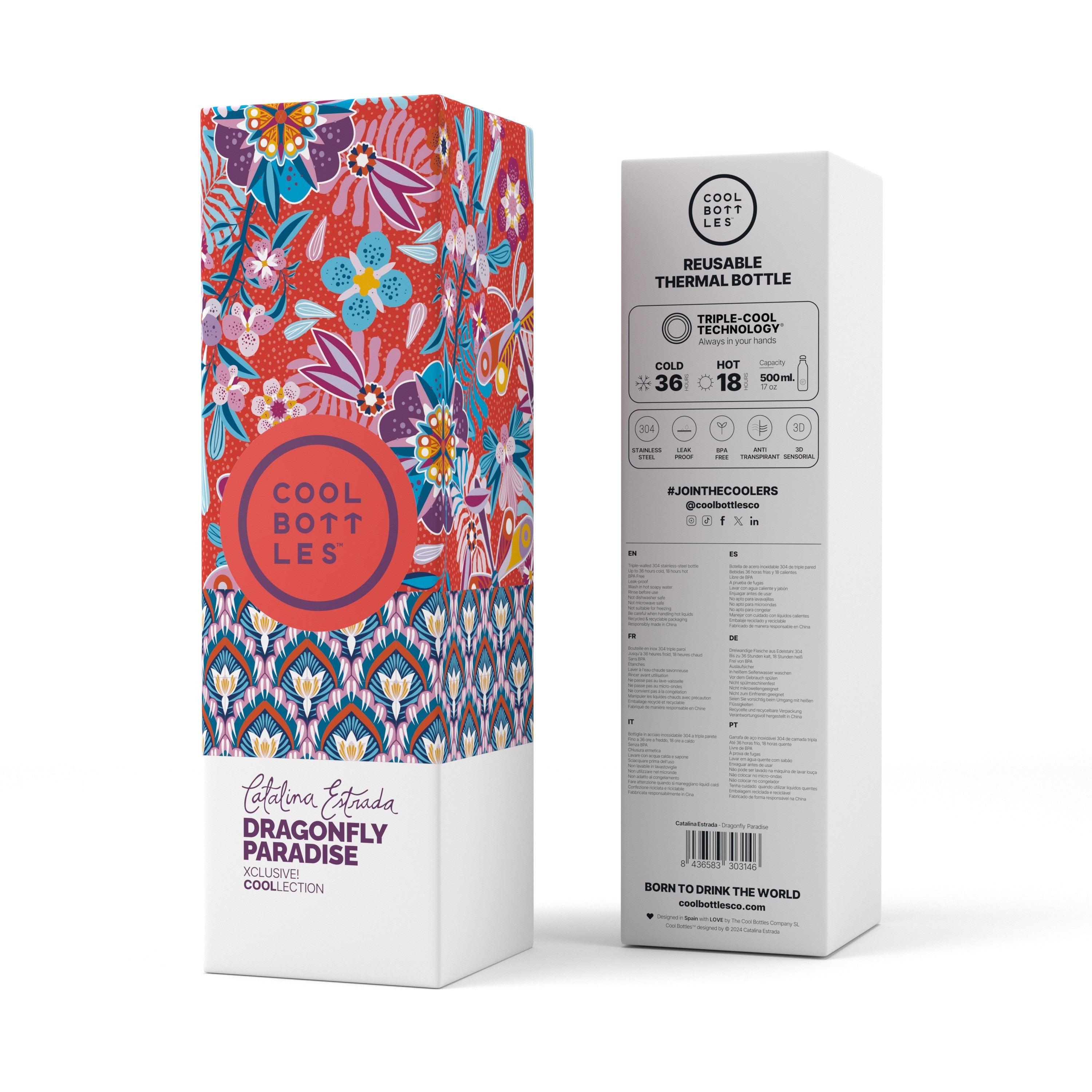 Cool Bottles Paslanmaz Çelik Şişe - The Bottle Dragonfly Paradise 500 ML