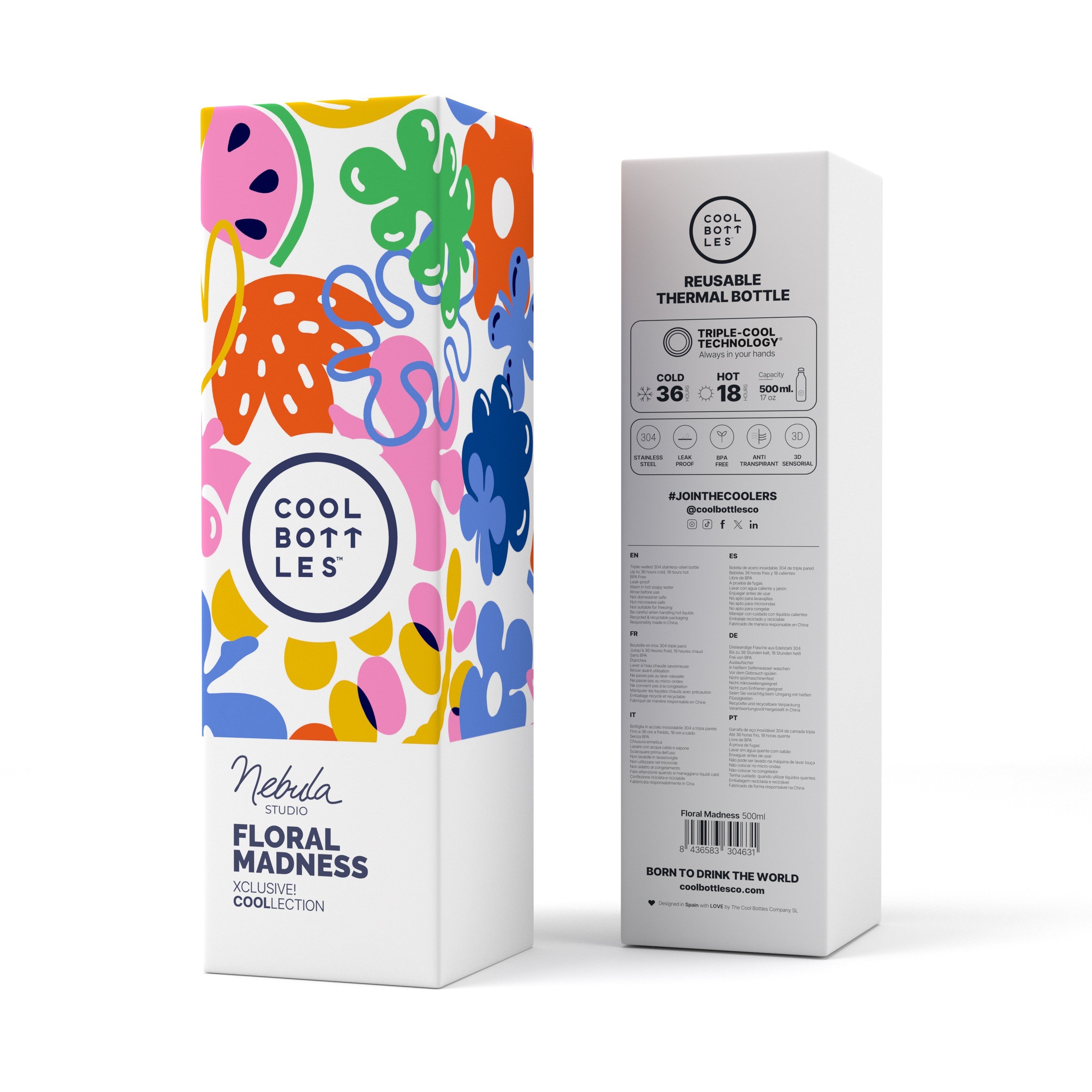 Cool Bottles Paslanmaz Çelik Şişe - The Bottle Floral Madness 500ml