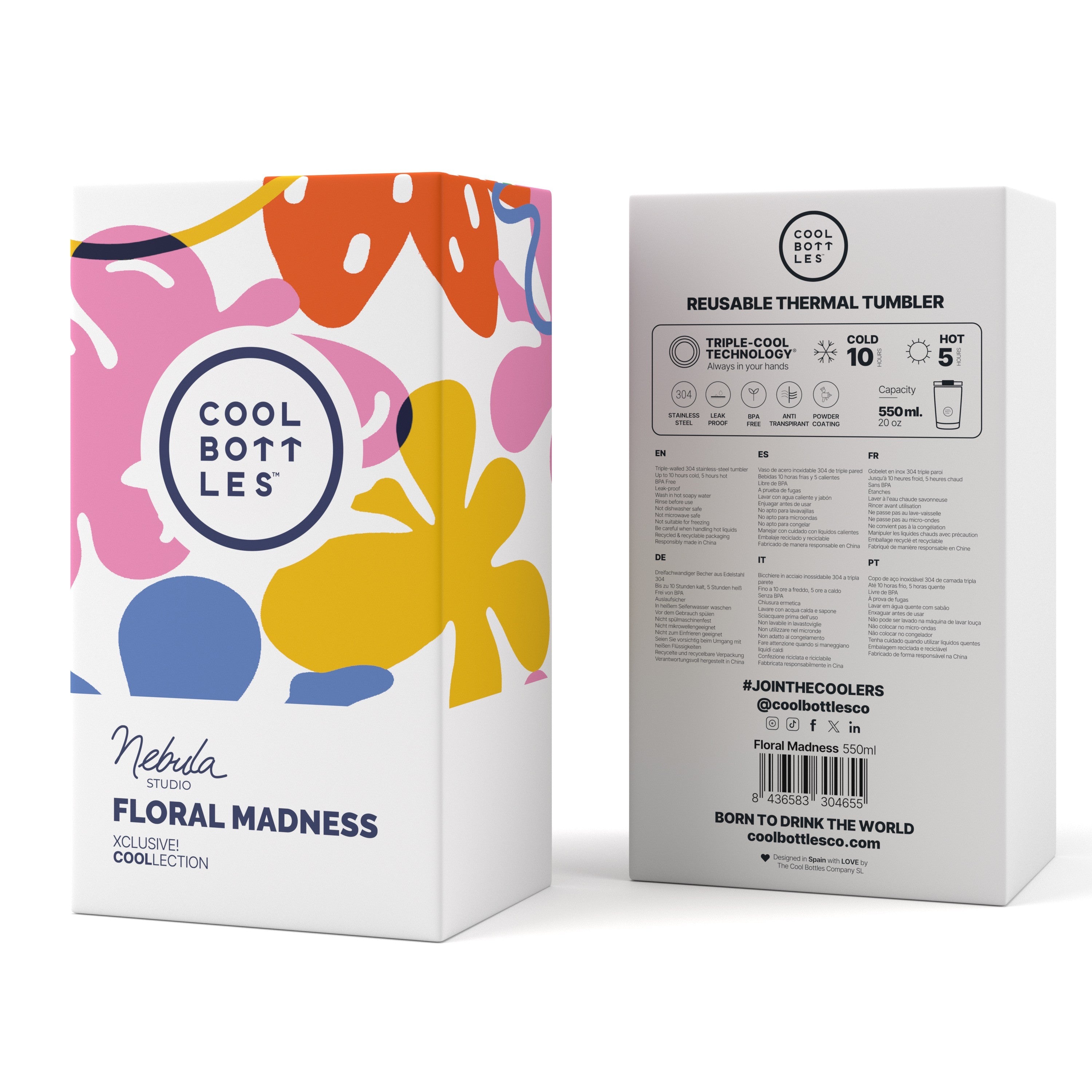 Cool Bottles Paslanmaz Çelik Bardak - The Tumbler Floral Madness 550ml