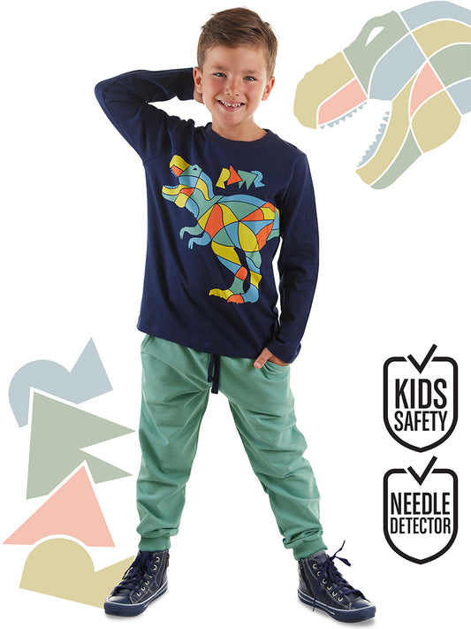 Denokids Dinozor Erkek Çocuk T-shirt Eşofman Altı Takım