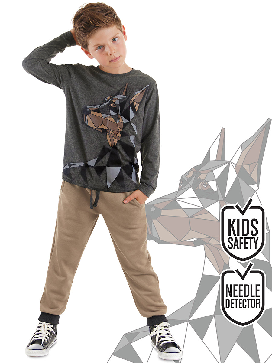 Denokids Doberman Erkek Çocuk T-shirt Eşofman Altı Takım