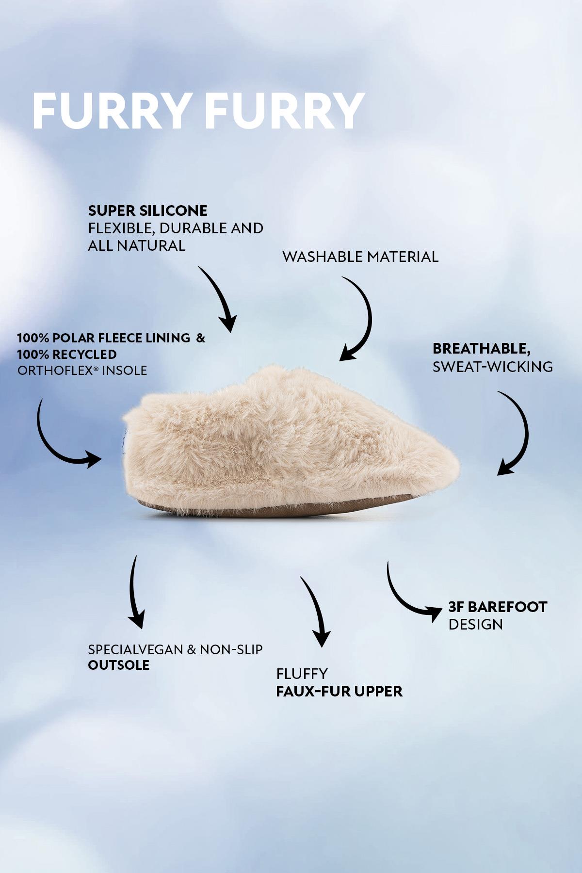 Hopfrög Furry Furry Kırık Beyaz Kürk Barefoot Patik