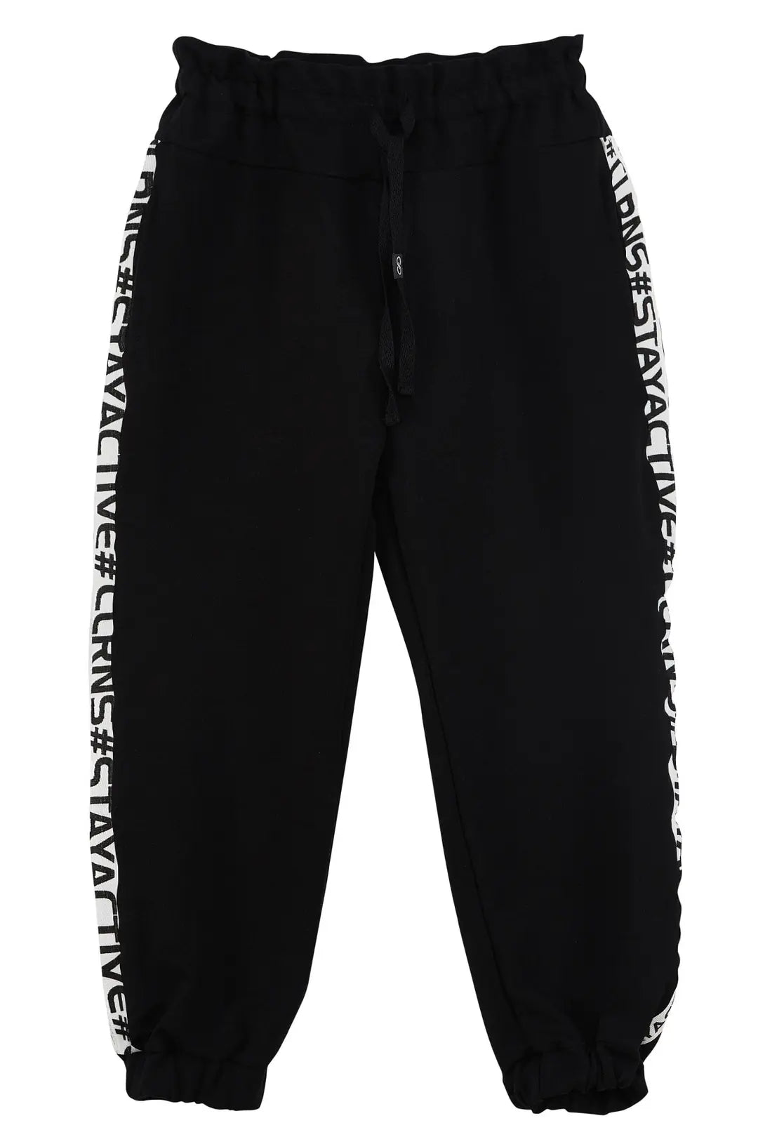 Colorinas Modern Romance Şeritli Kız Çocuk Penye Eşofman Altı Siyah