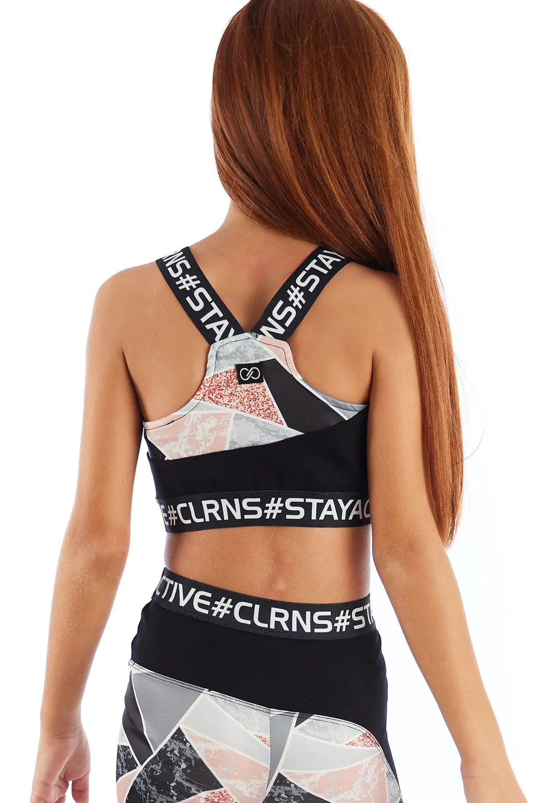 Colorinas Modern Romance Çiçek Desenli Kız Çocuk Spor Crop Atlet Siyah