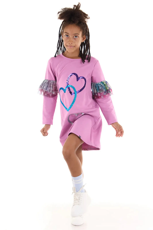 Colorinas Kolu Tüllü Lina Kalp Payetli Elbise