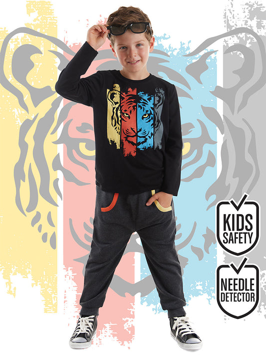 Denokids Kaplan Erkek Çocuk T-shirt Eşofman Altı Takım