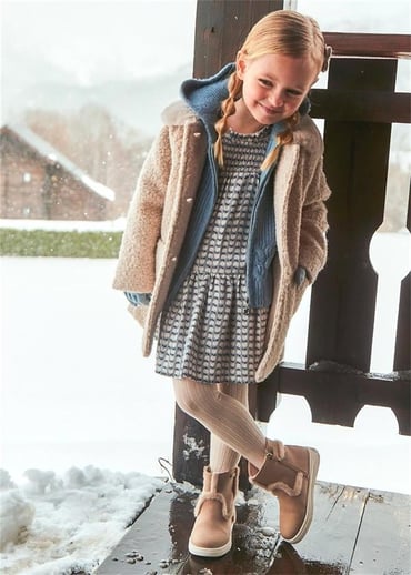 Mayoral Kız Çocuk Baskılı Elbise Mavi