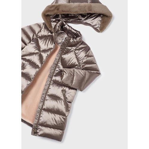 Mayoral Uzun Mont Kahverengi Parlak Kapüşonlu