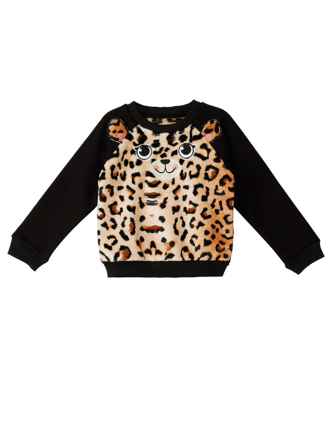 Deno Kids Peluş Leopar Kız Çocuk Kışlık Eşofman Takım