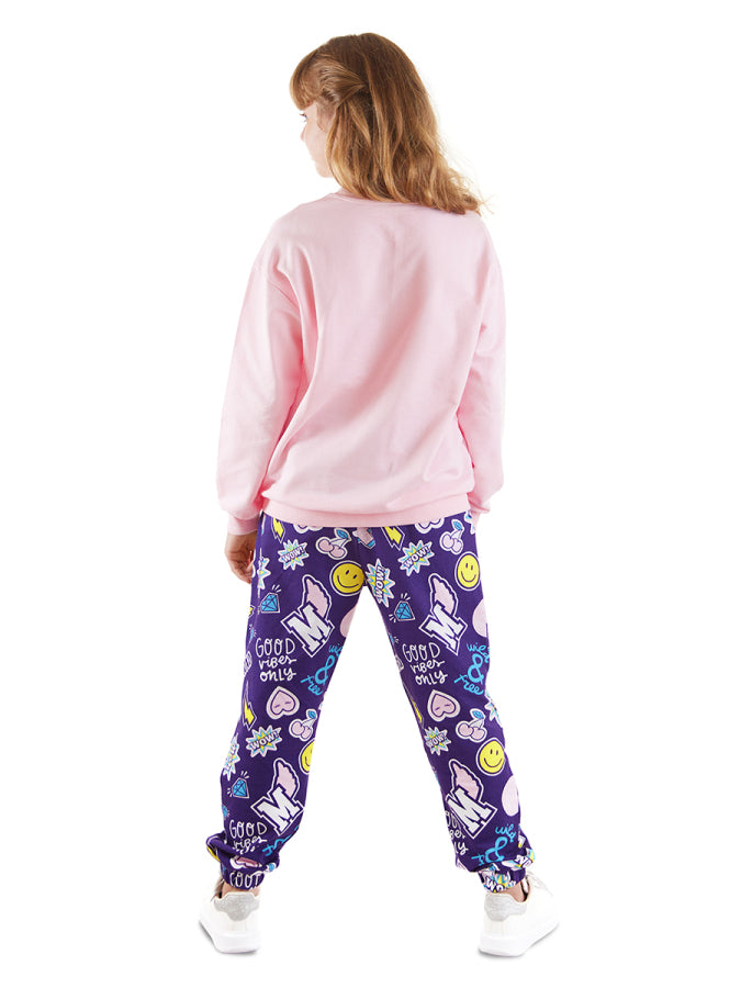 Deno Kids Sticker Kız Çocuk Eşofman Takım