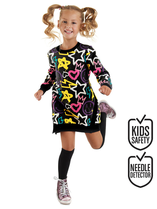 Denokids Street Style Kalpli Kız Çocuk Elbise