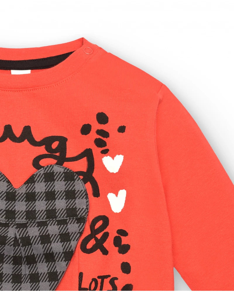 Tuc Tuc Kız Çocuk Big Hug Kalpli Bluz-Kırmız