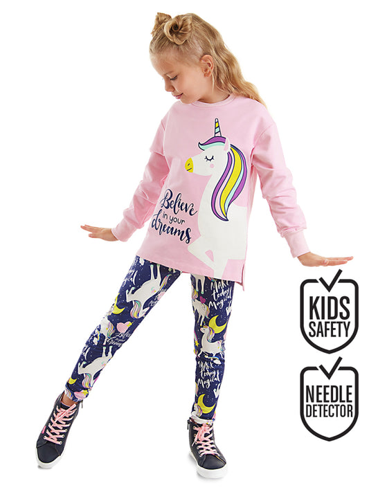 Denokids Unicorn Kız Çocuk Sweatshirt Tayt Takım