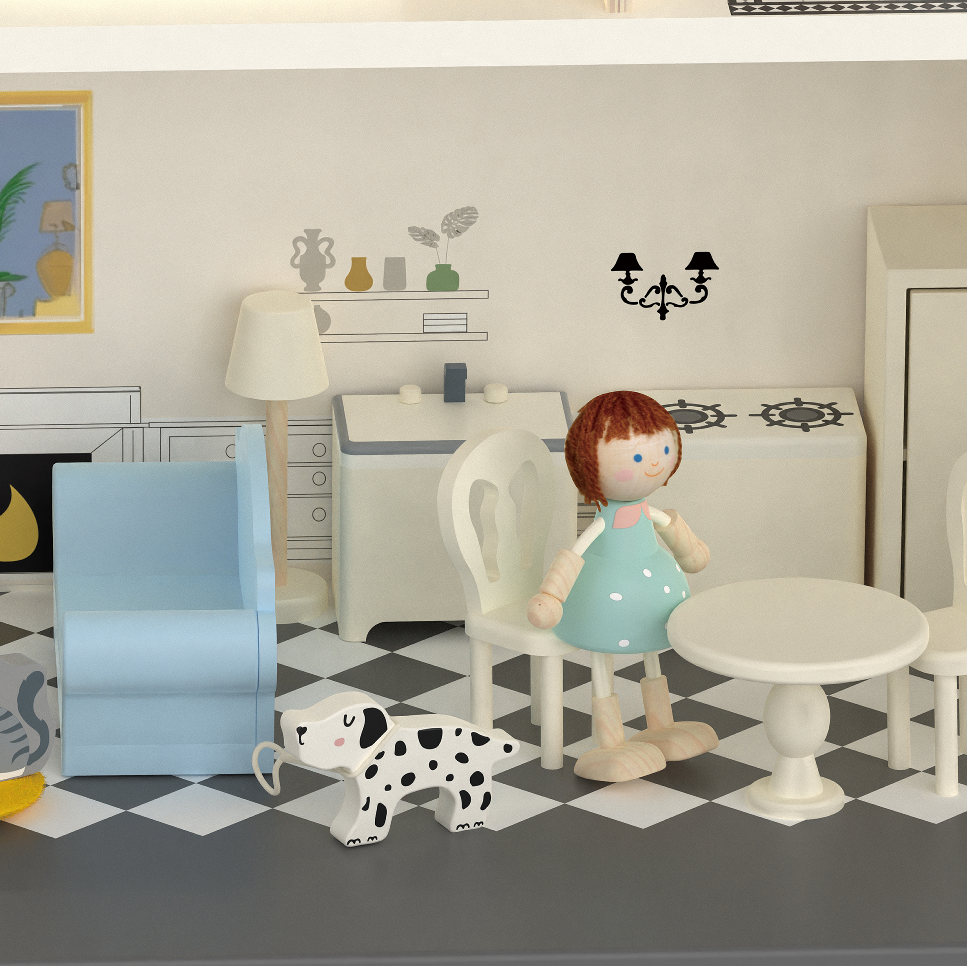 Classic World Ahşap Vintage Bebek Evi